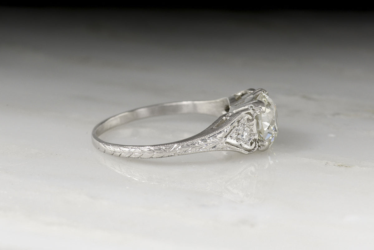 Edwardian 1.43 Carat Old European Cut Diamond Engagement Ring