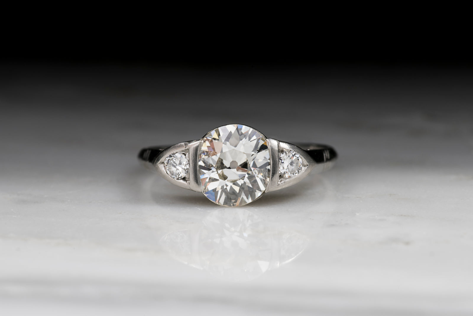 Vintage Art Deco / Retro 1.20 Carat Old European Cut Diamond Engagement Ring