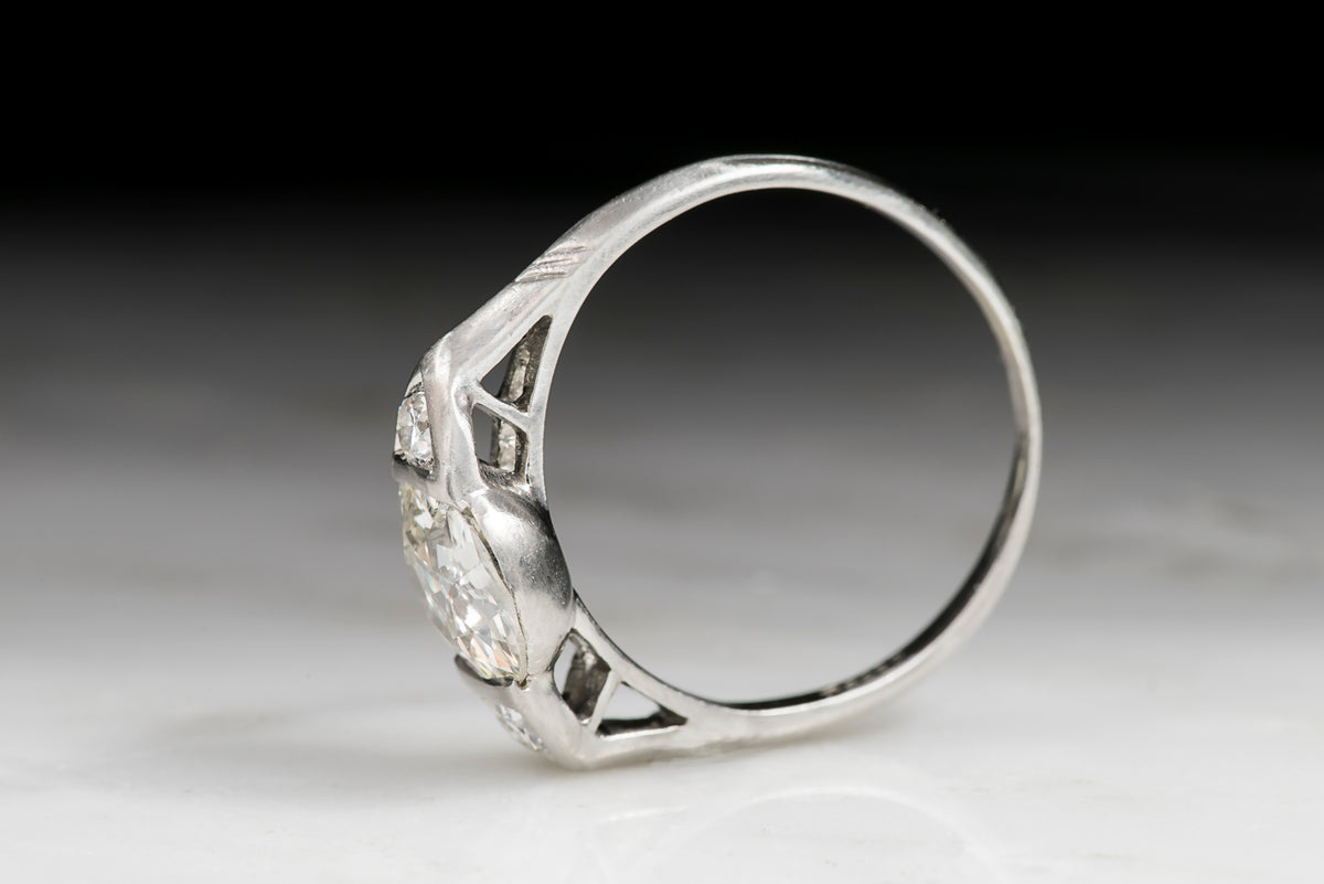 Vintage Art Deco / Retro 1.20 Carat Old European Cut Diamond Engagement Ring