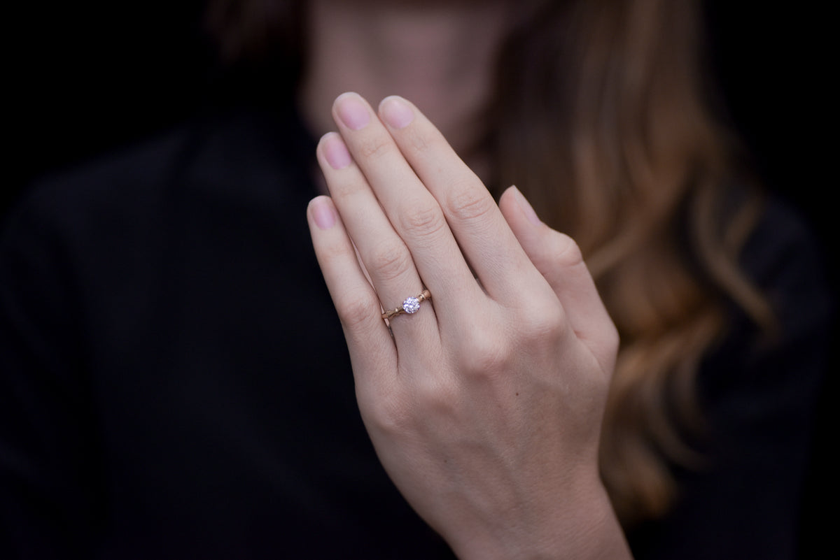 C. 1940s Victorian Revival Gold and Platinum Engagement Ring with a .62 Carat Early Old European Cut Diamond