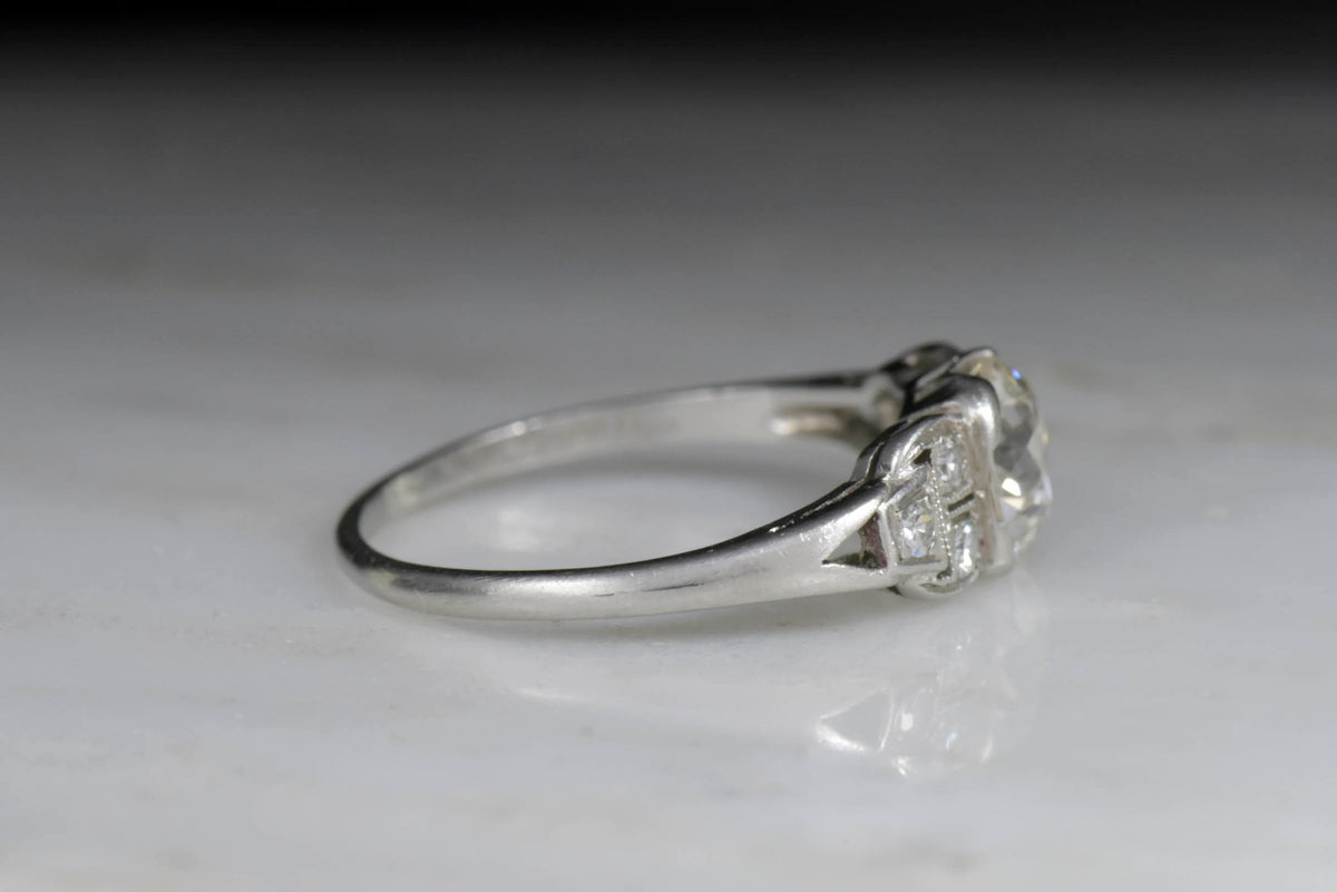 c. 1920s Art Deco Engagement Ring with Subtle Chain-and-Link Shoulders
