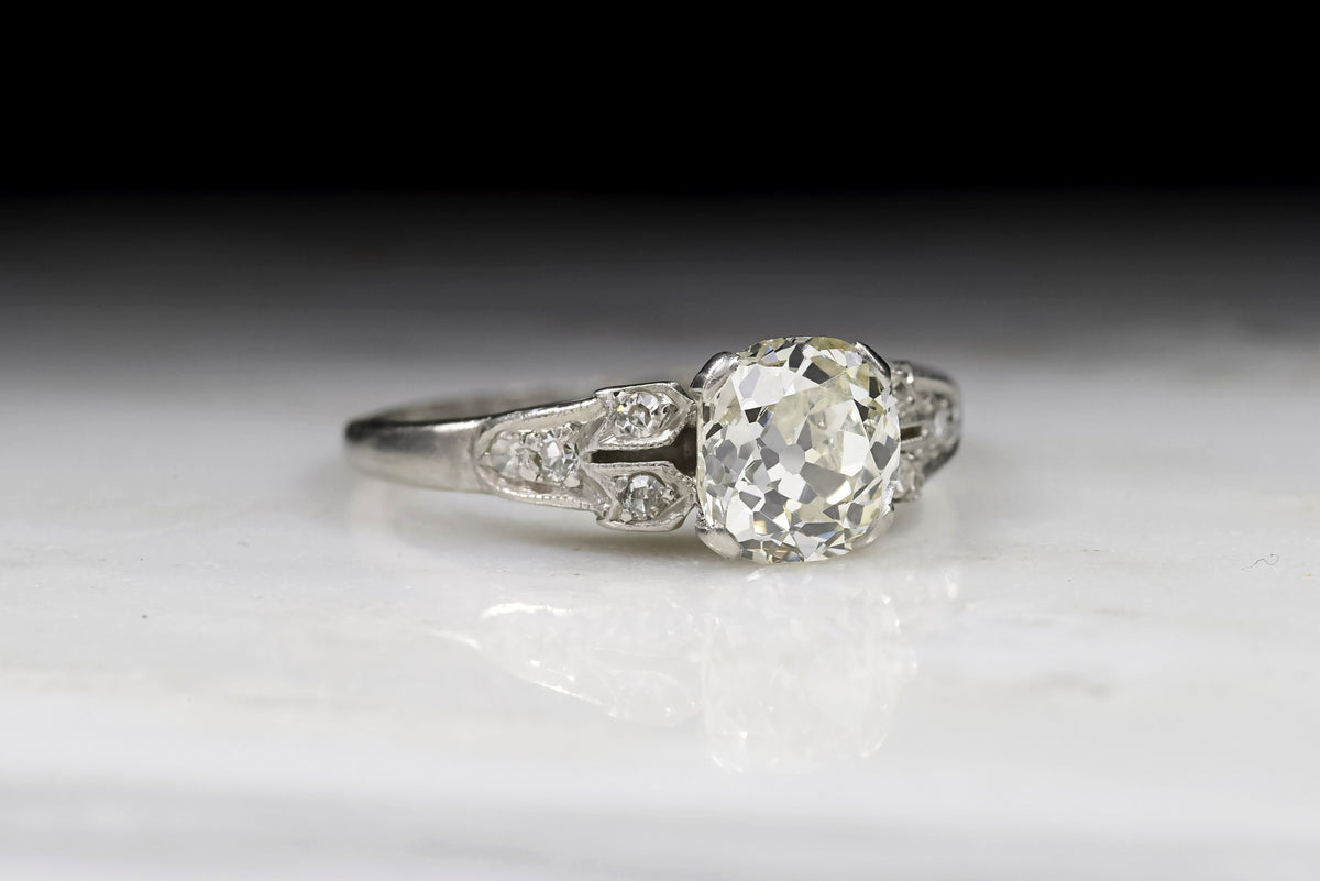 Vintage Women&#39;s Art Deco Old Mine Cut Diamond Engagement Ring