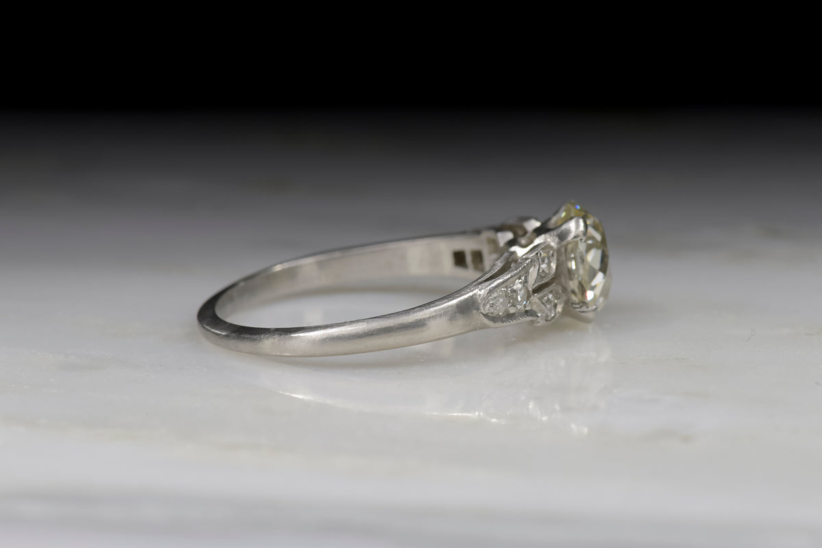 Vintage Women&#39;s Art Deco Old Mine Cut Diamond Engagement Ring