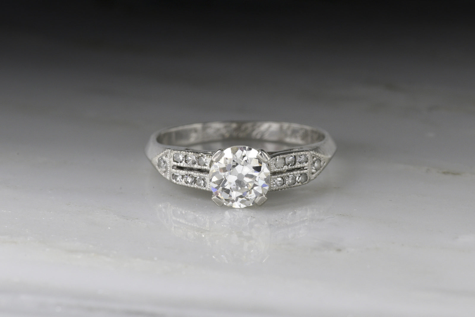 Vintage Art Deco Old European Cut Diamond and Platinum Engagement Ring