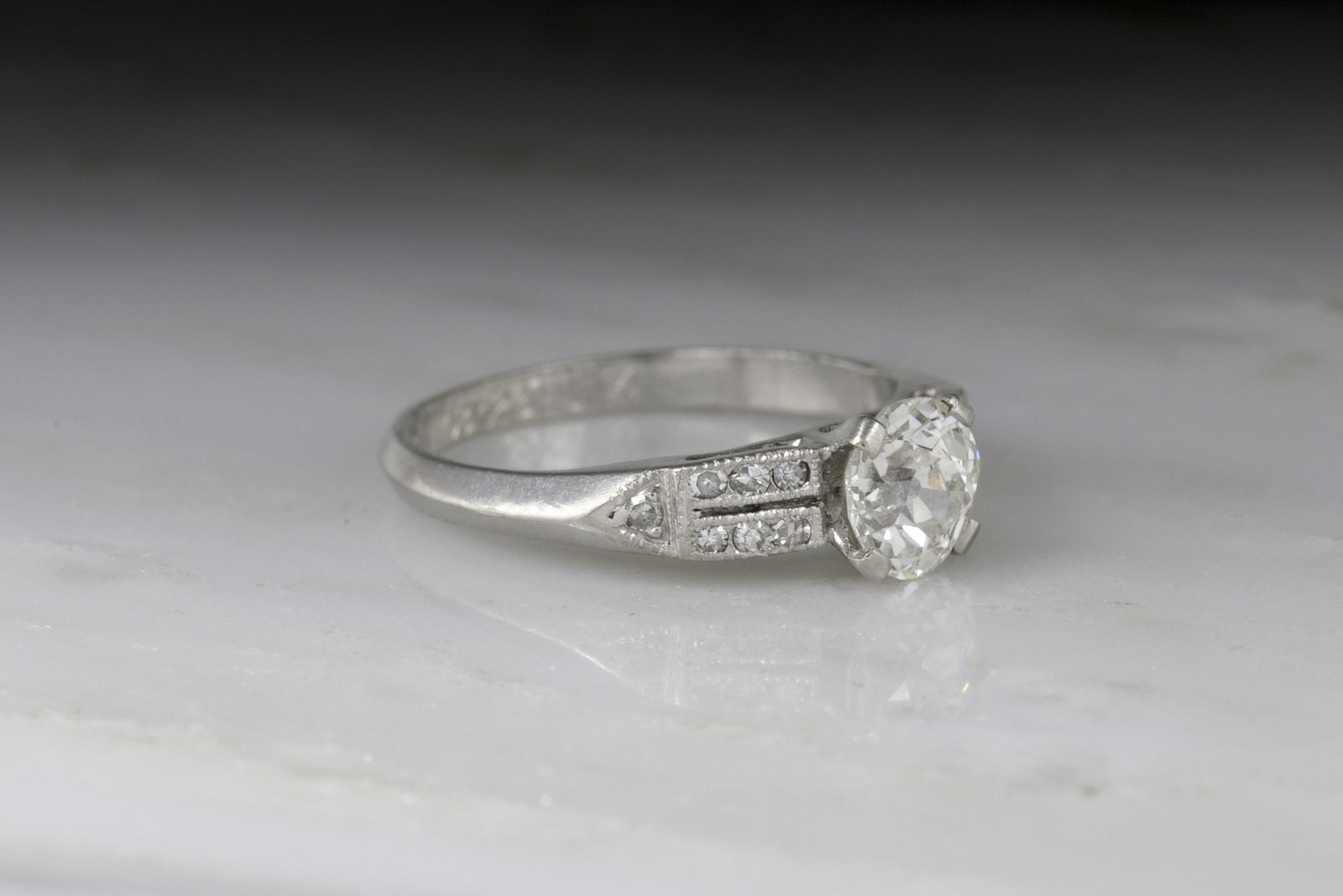 Vintage Art Deco Old European Cut Diamond and Platinum Engagement Ring
