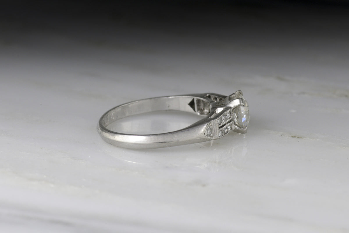 Vintage Art Deco Old European Cut Diamond and Platinum Engagement Ring