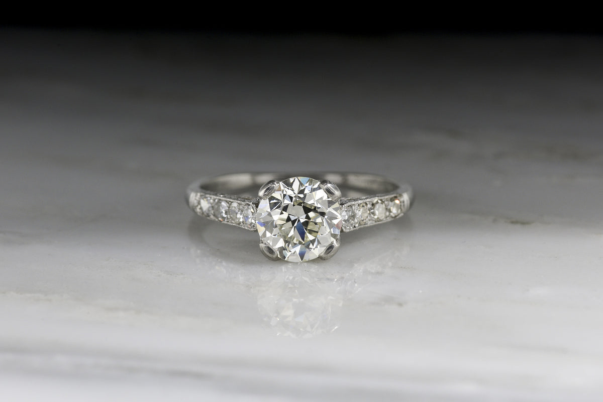 Vintage c. 1920s Art Deco Engagement Ring with 1.40 Carat Old European Cut Diamond