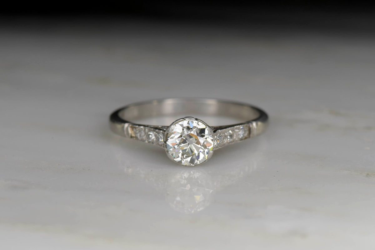 Edwardian / Art Deco GIA .72 Carat Old European Cut Diamond Engagement Ring