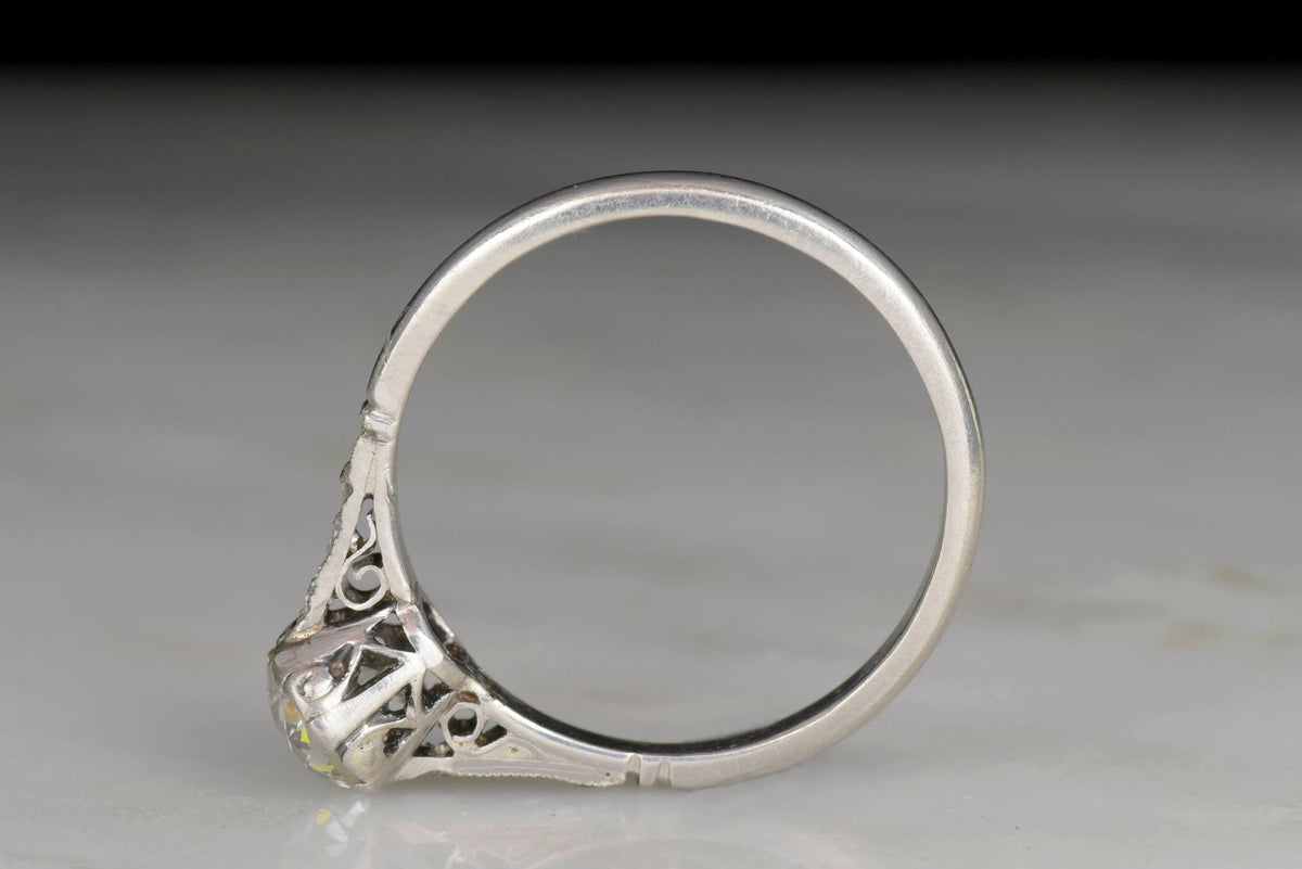 Edwardian / Art Deco GIA .72 Carat Old European Cut Diamond Engagement Ring