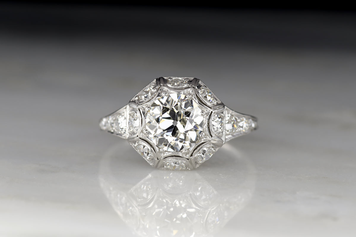 Edwardian &quot;Tiffany &amp; Co.&quot; Platinum Engagement Ring with a GIA Certified 1.28 Carat Diamond Center