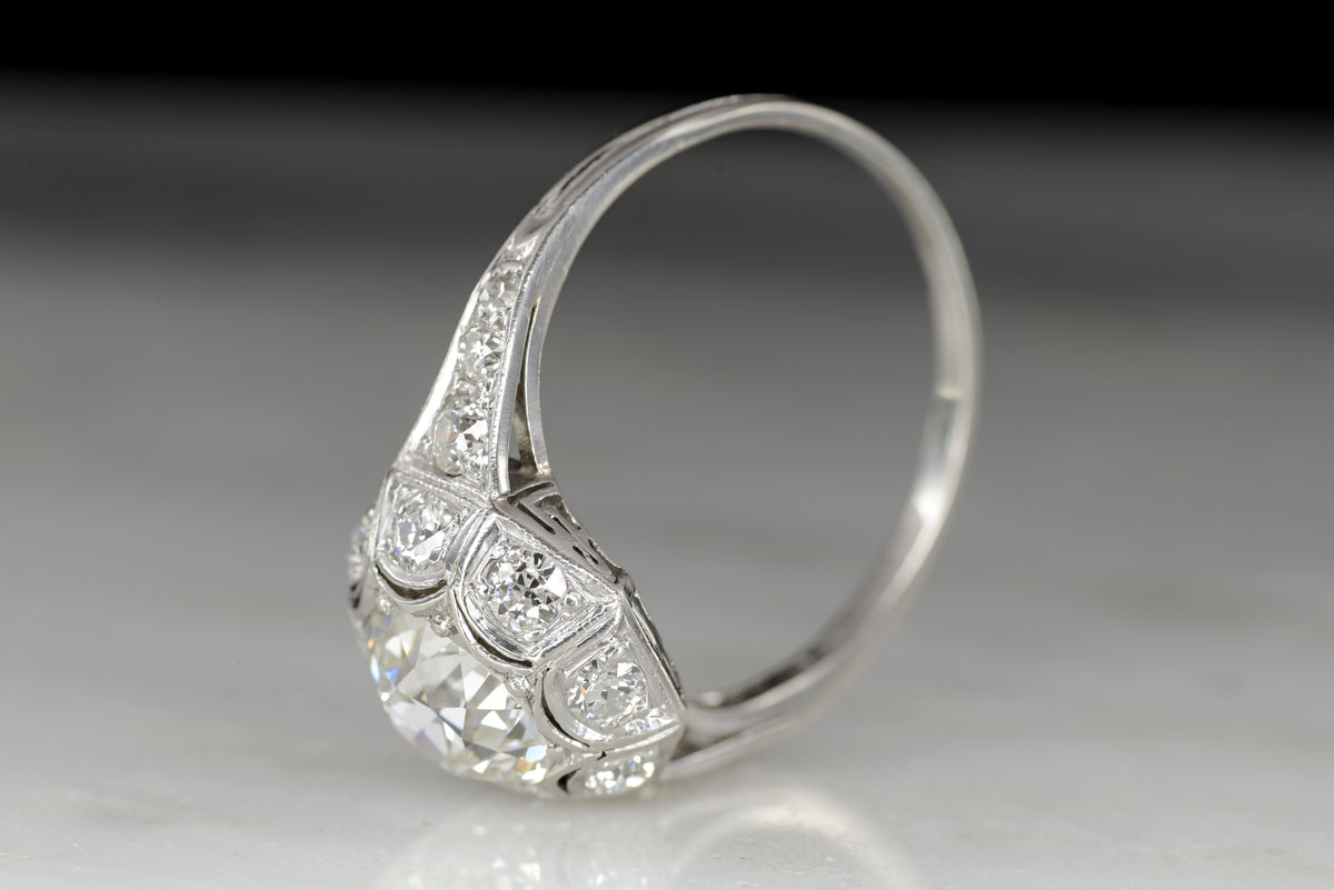 Edwardian &quot;Tiffany &amp; Co.&quot; Platinum Engagement Ring with a GIA Certified 1.28 Carat Diamond Center