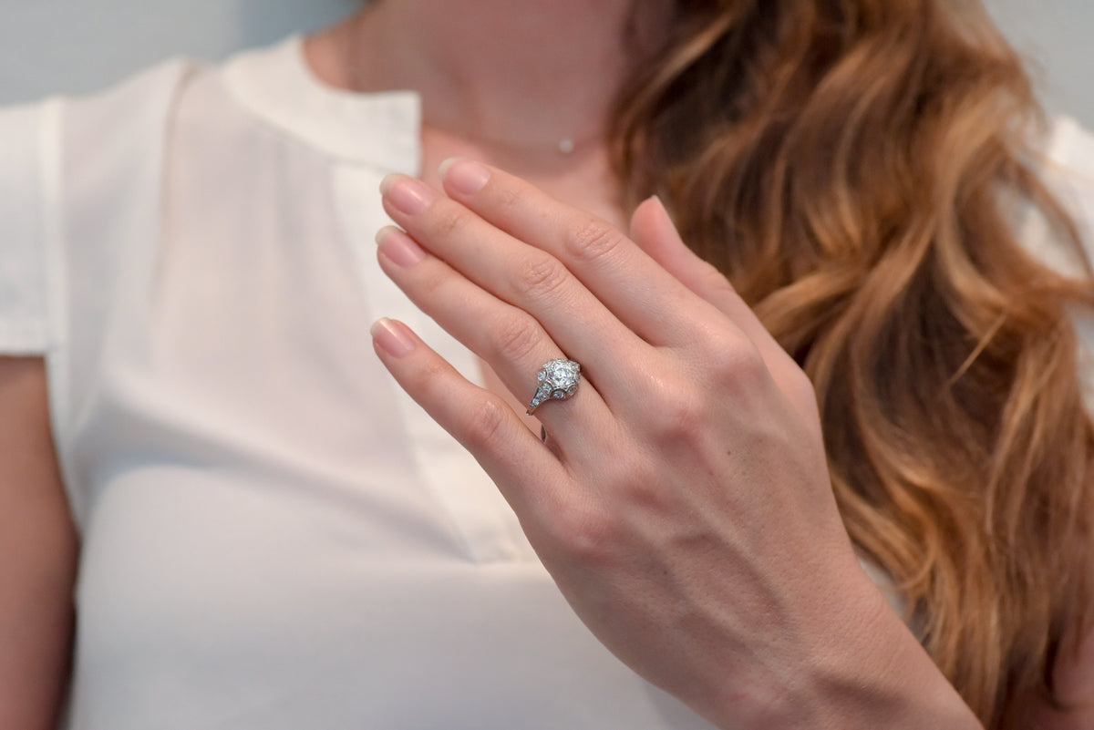 Edwardian &quot;Tiffany &amp; Co.&quot; Platinum Engagement Ring with a GIA Certified 1.28 Carat Diamond Center