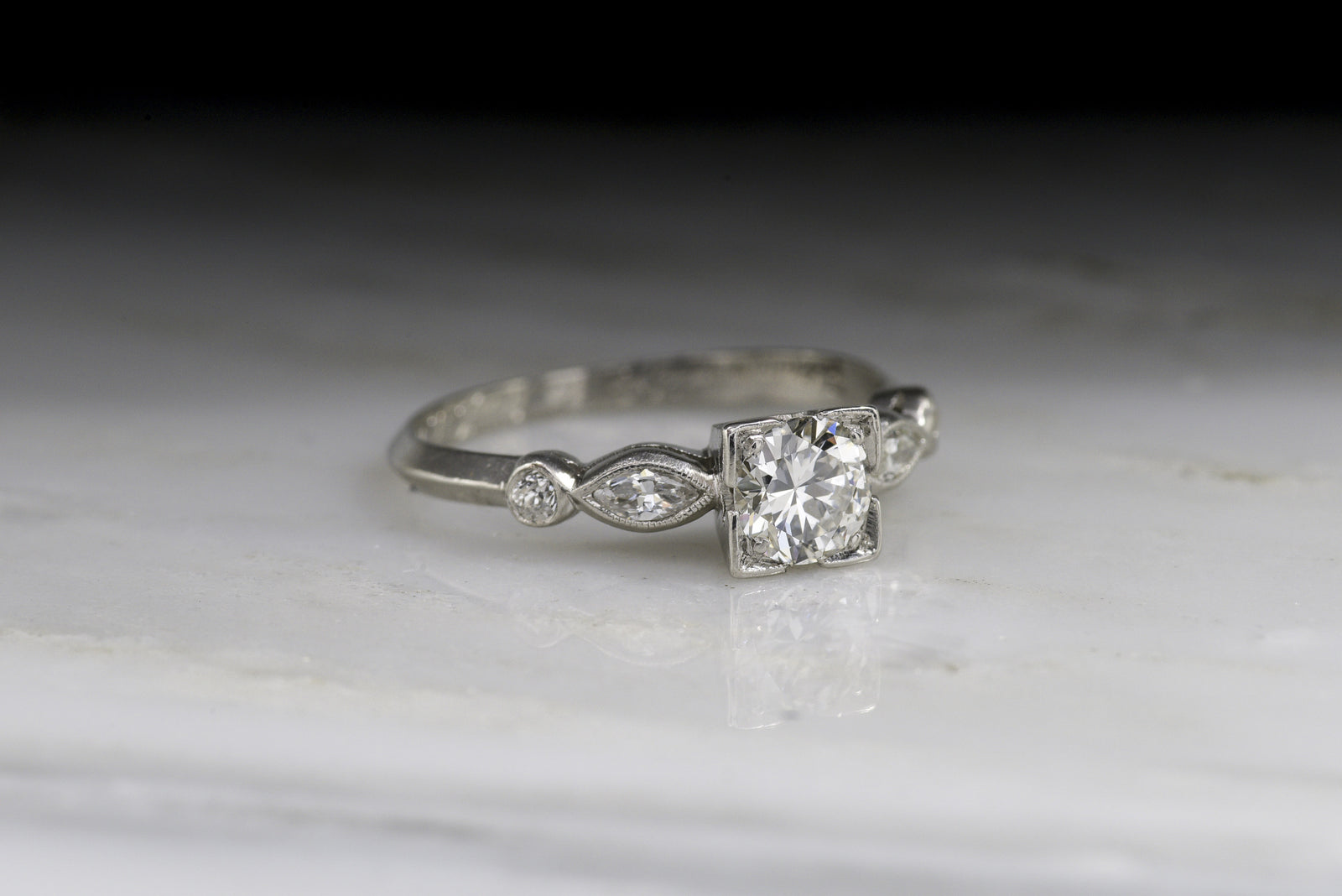Vintage Art Deco/Retro Engagement Ring; Old European Cut Diamond