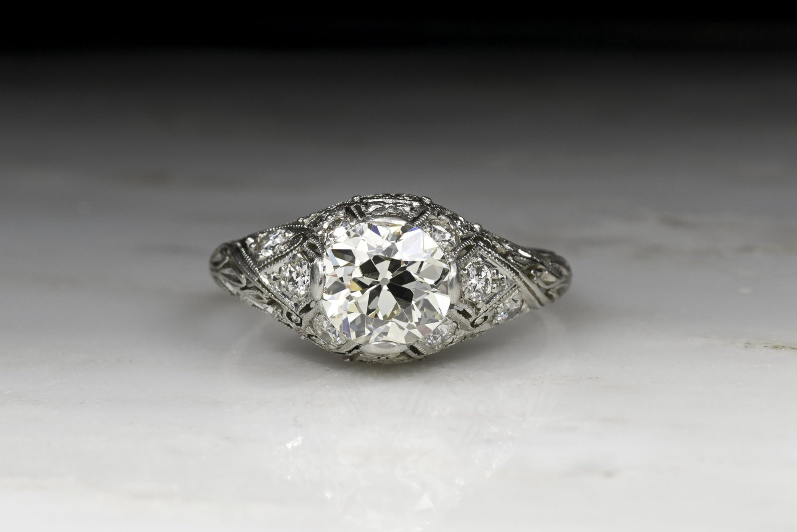 Antique Edwardian Old European Cut Diamond Engagement Ring