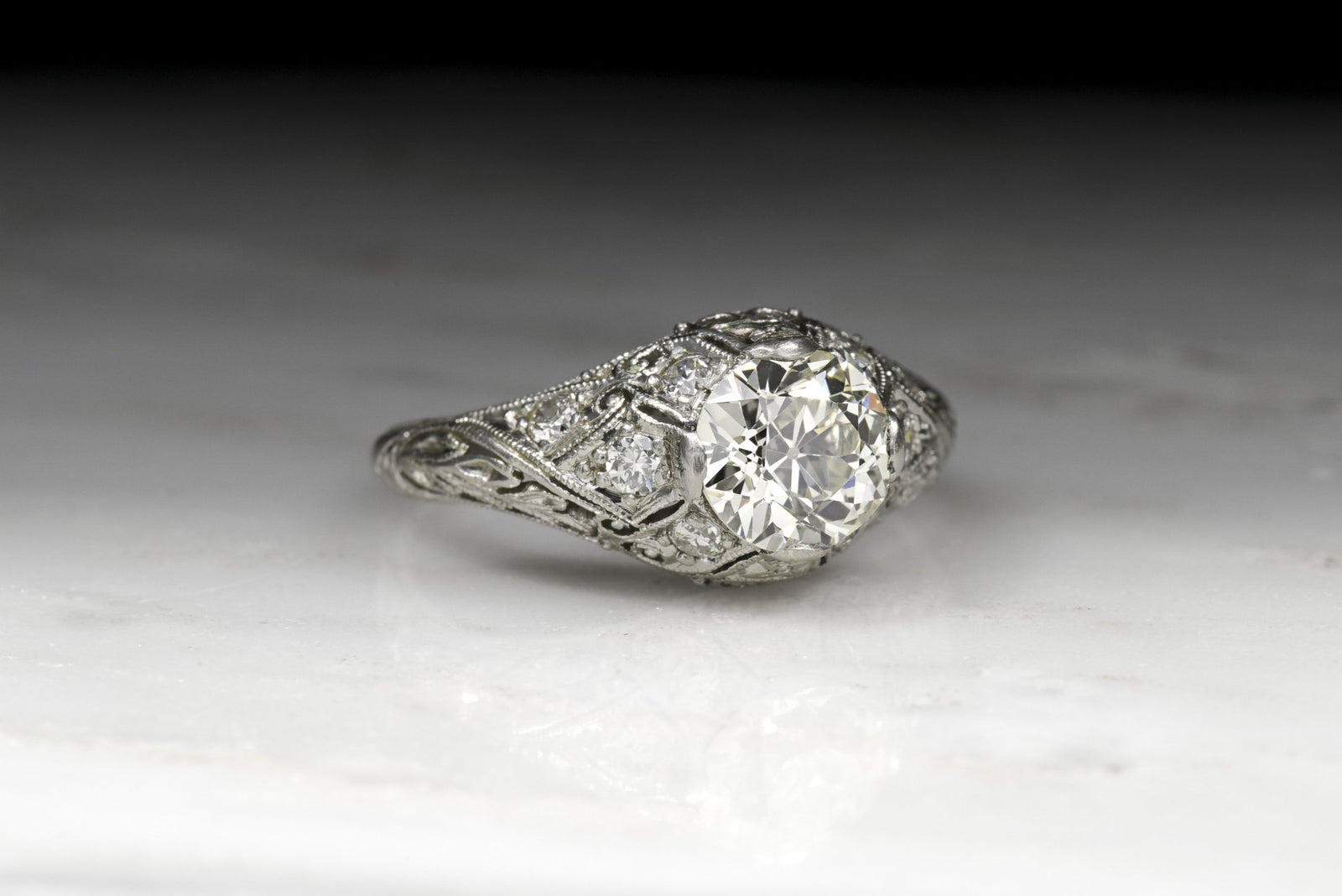 Antique Edwardian Old European Cut Diamond Engagement Ring