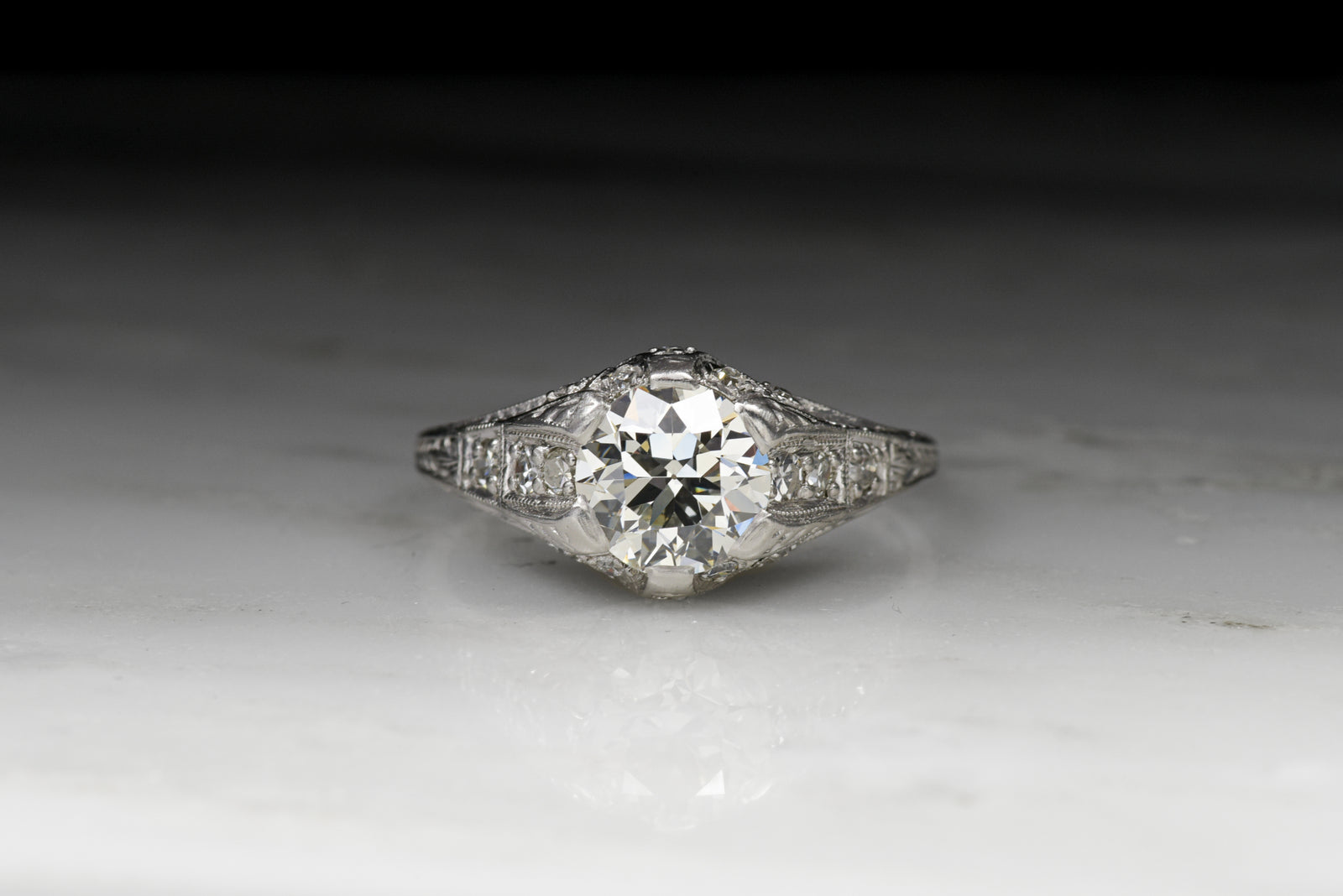 Vintage Edwardian Diamond Engagement Ring; Old European Cut