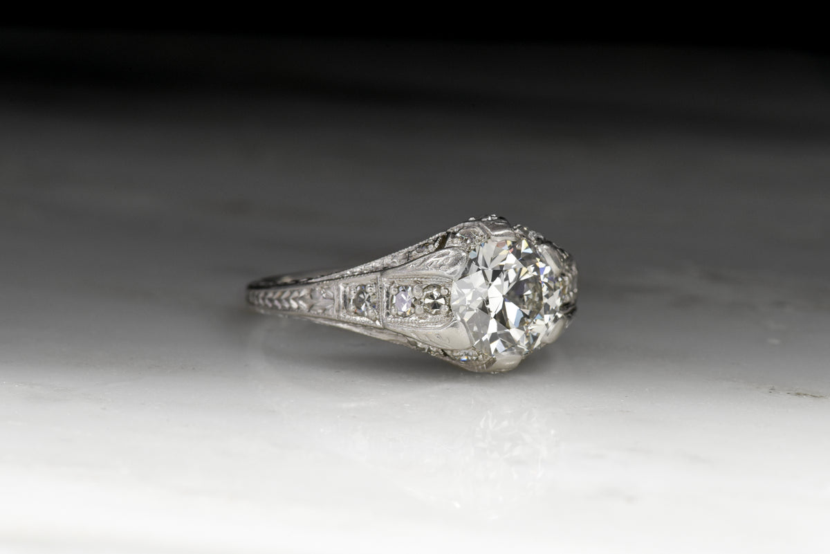 Vintage Edwardian Diamond Engagement Ring; Old European Cut