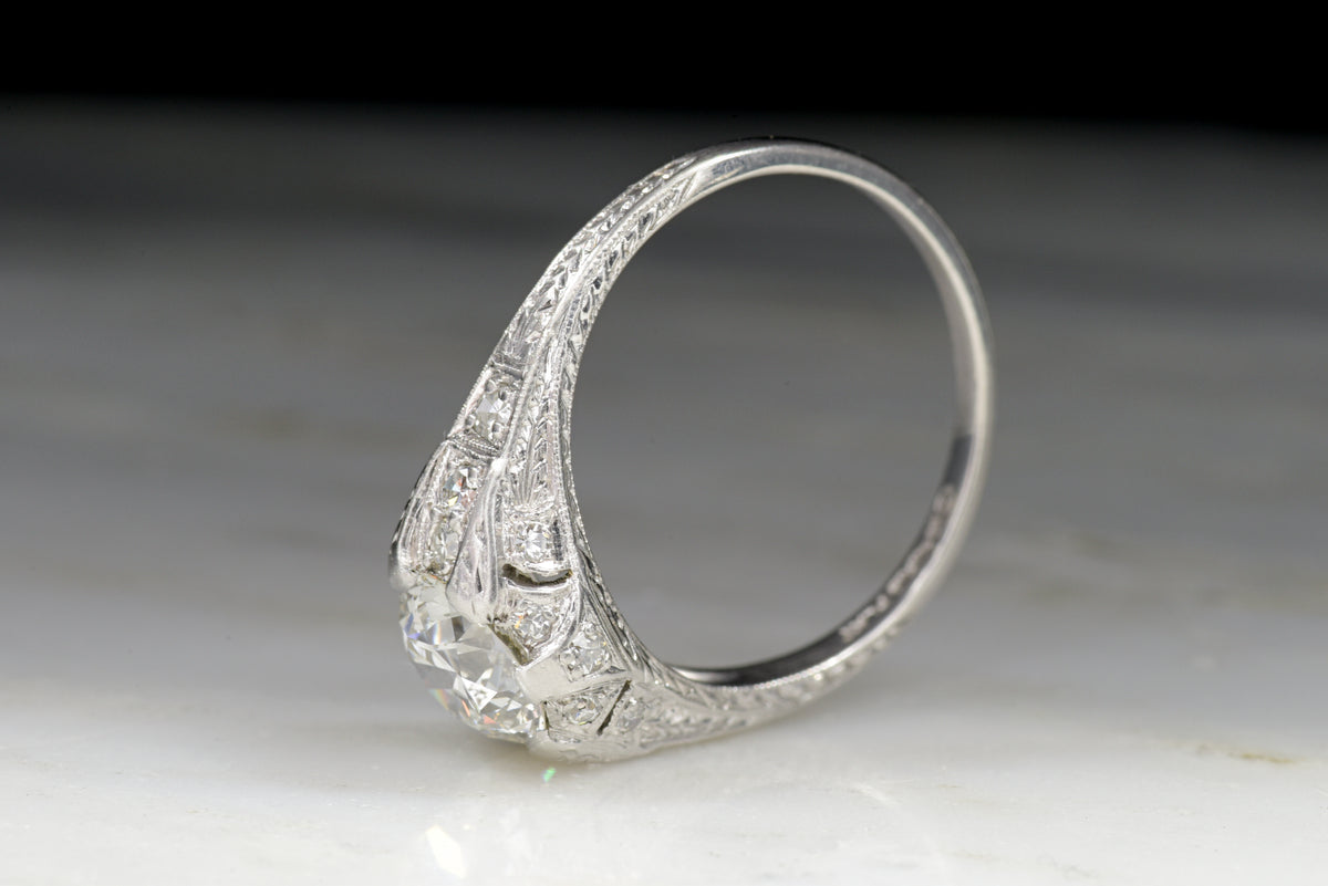 Vintage Edwardian Diamond Engagement Ring; Old European Cut