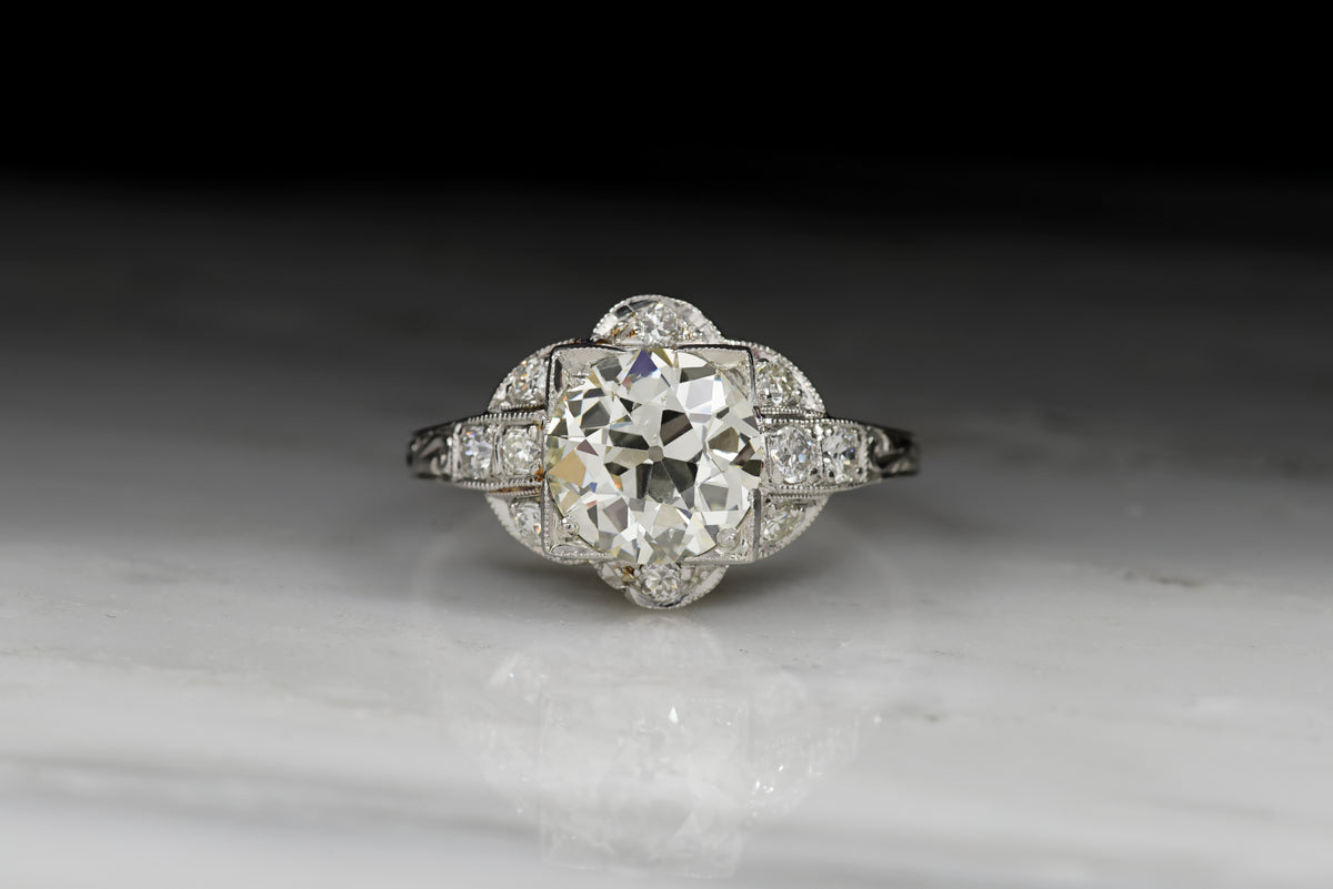 Vintage Art Deco 2.47 Carat Old European Cut Diamond Engagement Ring