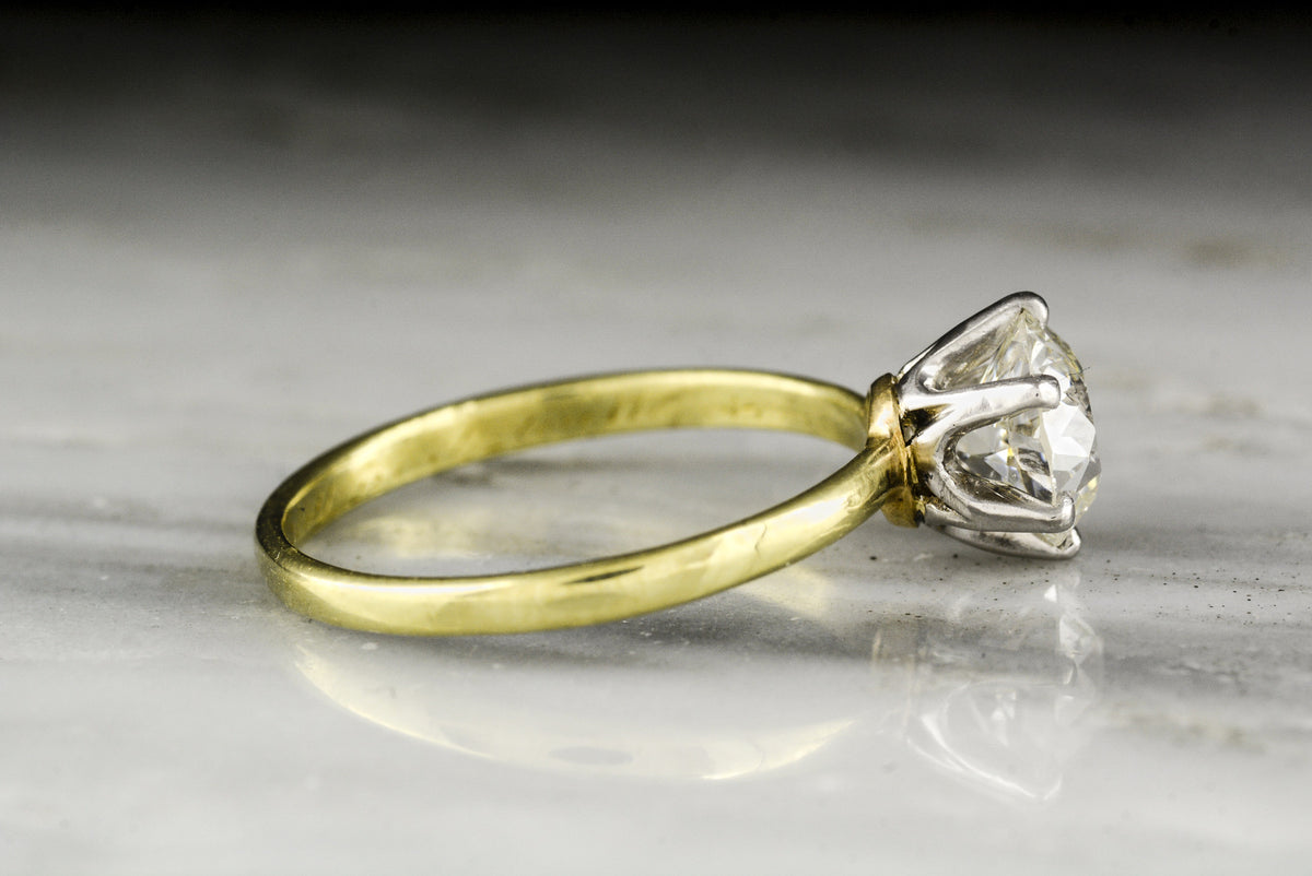 Antique Victorian Tiffany &amp; Co. Solitaire Engagement Ring with GIA Certified 1.12 Carat European Cut Diamond