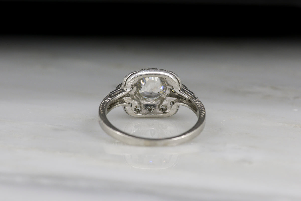 Ornate Late Art Deco / Early Retro Diamond Engagement Ring