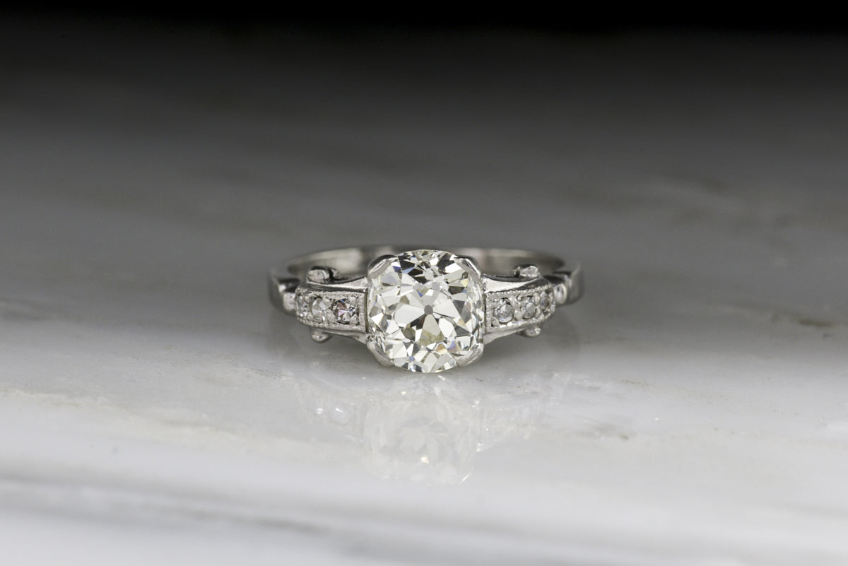 Vintage Art Deco / Post-Edwardian 1.16 Carat Old Mine Cut Diamond Engagement Ring