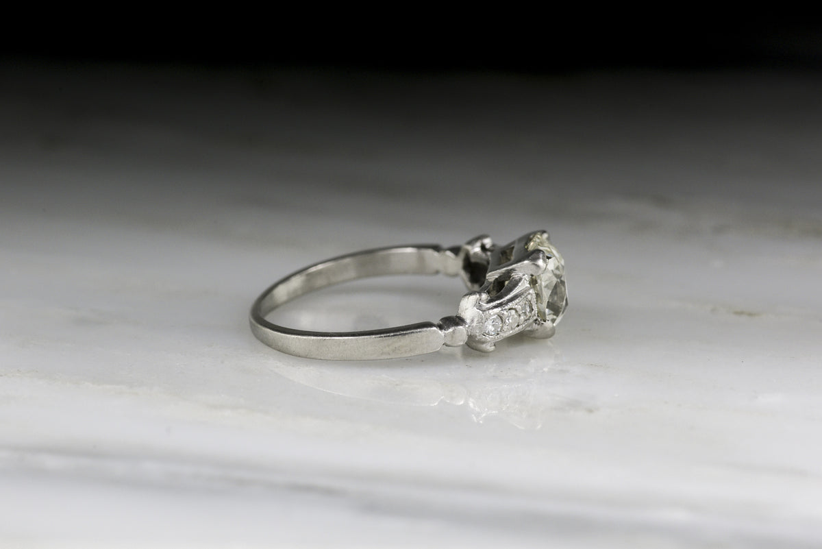 Vintage Art Deco / Post-Edwardian 1.16 Carat Old Mine Cut Diamond Engagement Ring