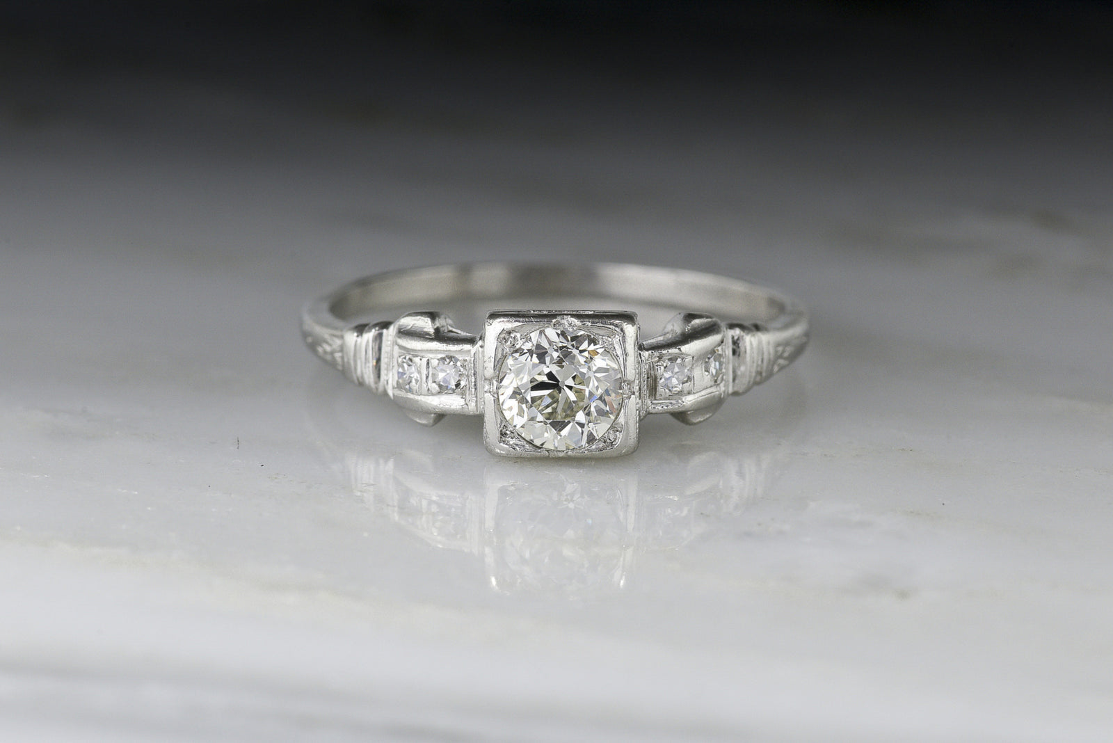 Vintage Art Deco / Mid-Century Old Mine Cut Diamond Engagement Ring