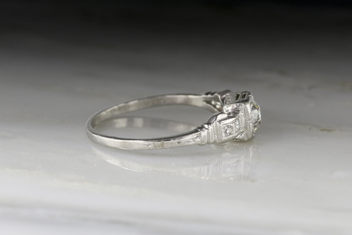 Vintage Art Deco / Mid-Century Old Mine Cut Diamond Engagement Ring