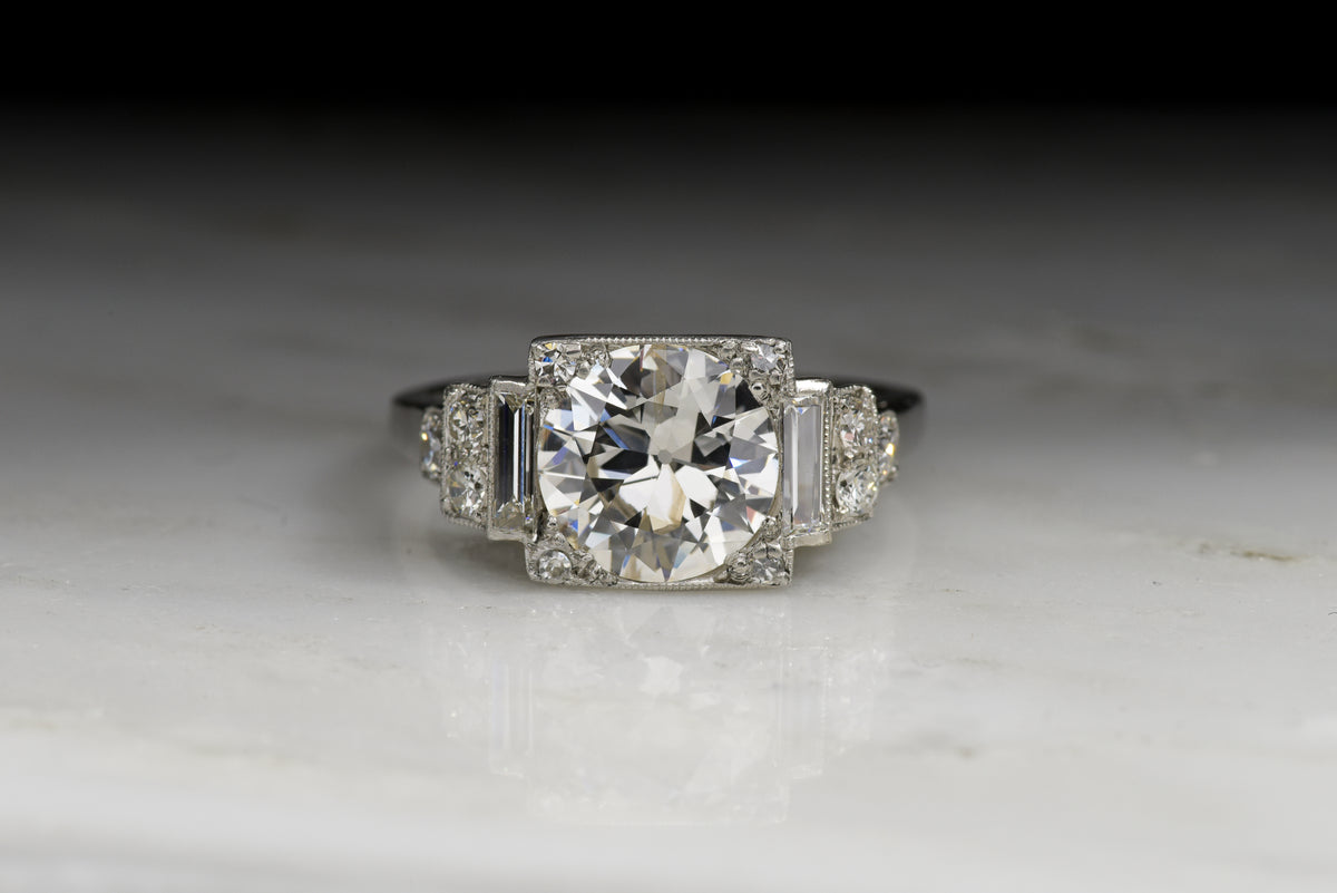Vintage Art Deco 1.42 Carat Old European Cut Diamond Engagement Ring
