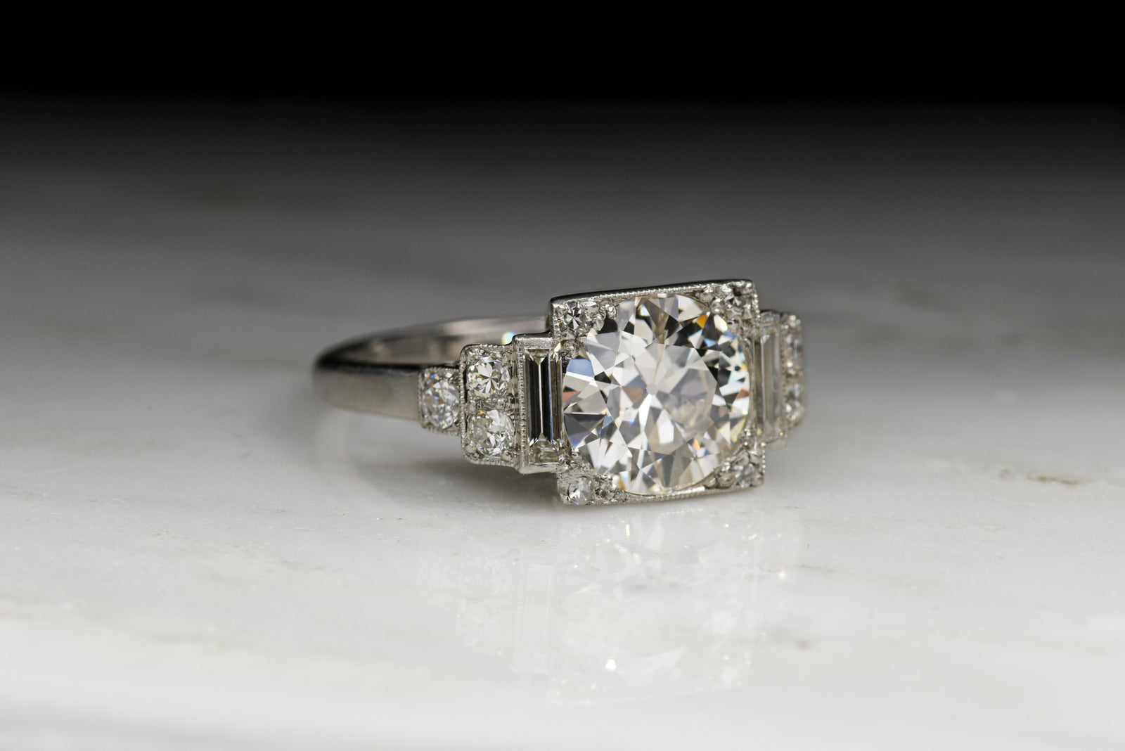 Vintage Art Deco 1.42 Carat Old European Cut Diamond Engagement Ring