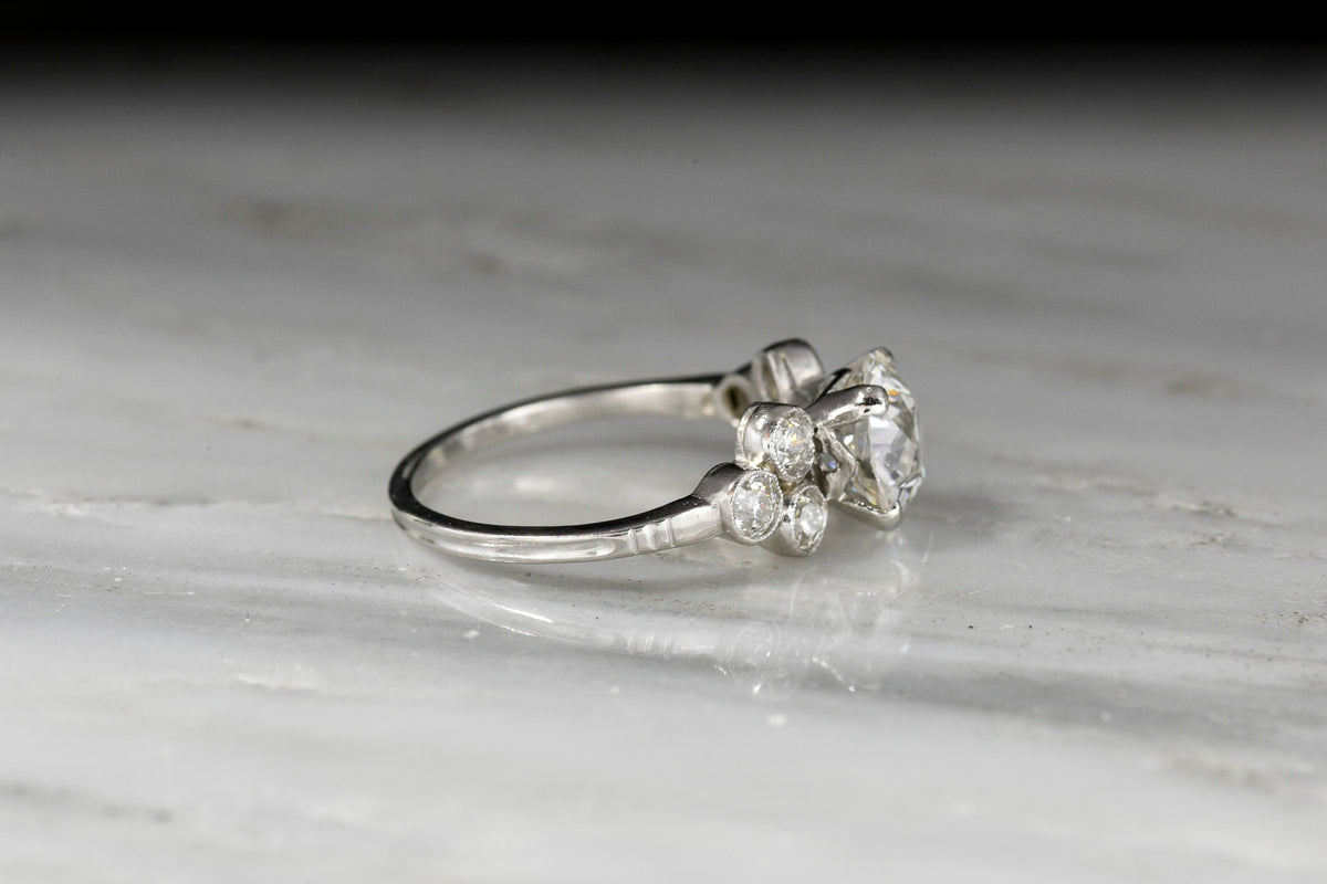 Art Deco Engagement Ring with a GIA 1.38 Carat Diamond Center