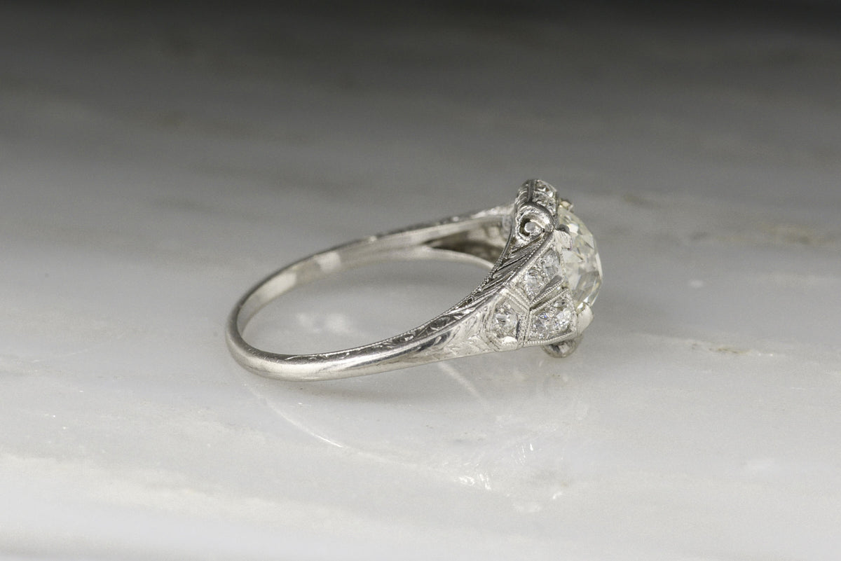 Late Edwardian / Early Art Deco Ring with a 1.41 Carat Old Mine Cut Diamond Center