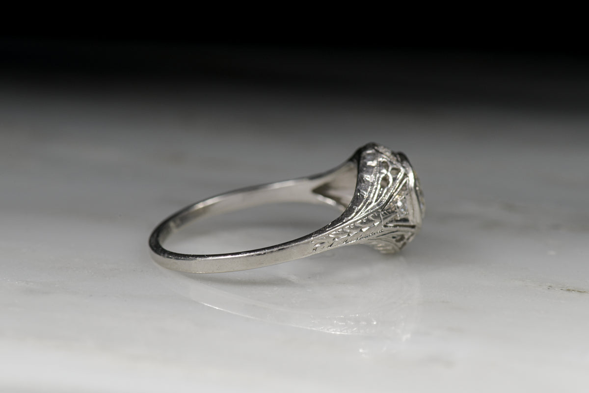 Vintage Edwardian .75 Carat Old European Cut Diamond Engagement Ring 