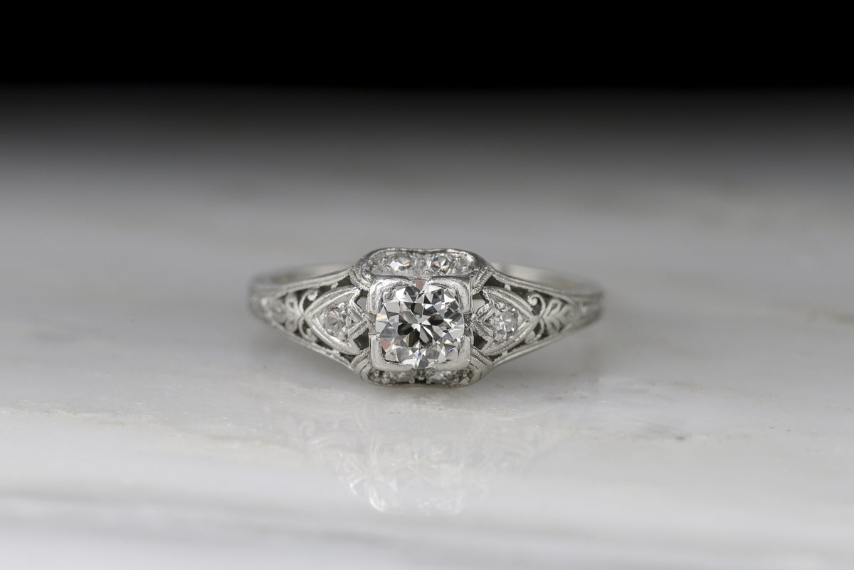 Vintage Edwardian Old European Cut Diamond Engagement Ring