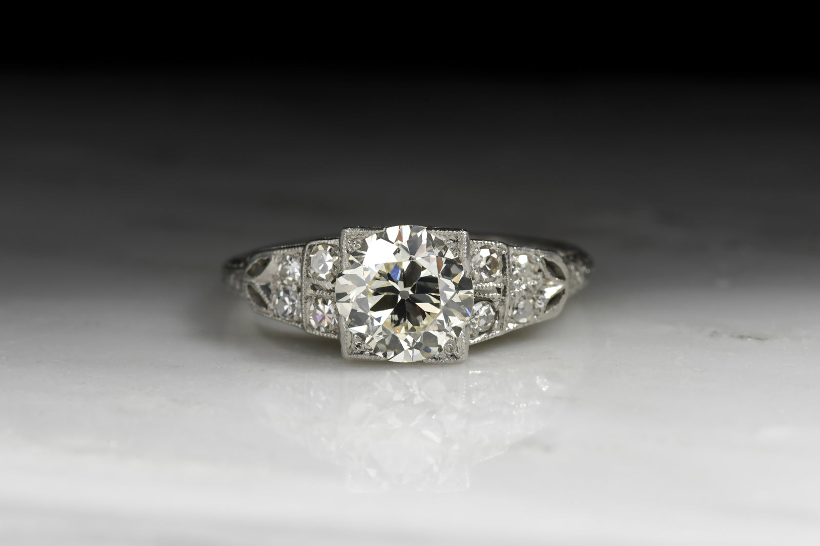 Antique / Vintage Edwardian 1.35 Carat Old European Cut Diamond Engagement Ring