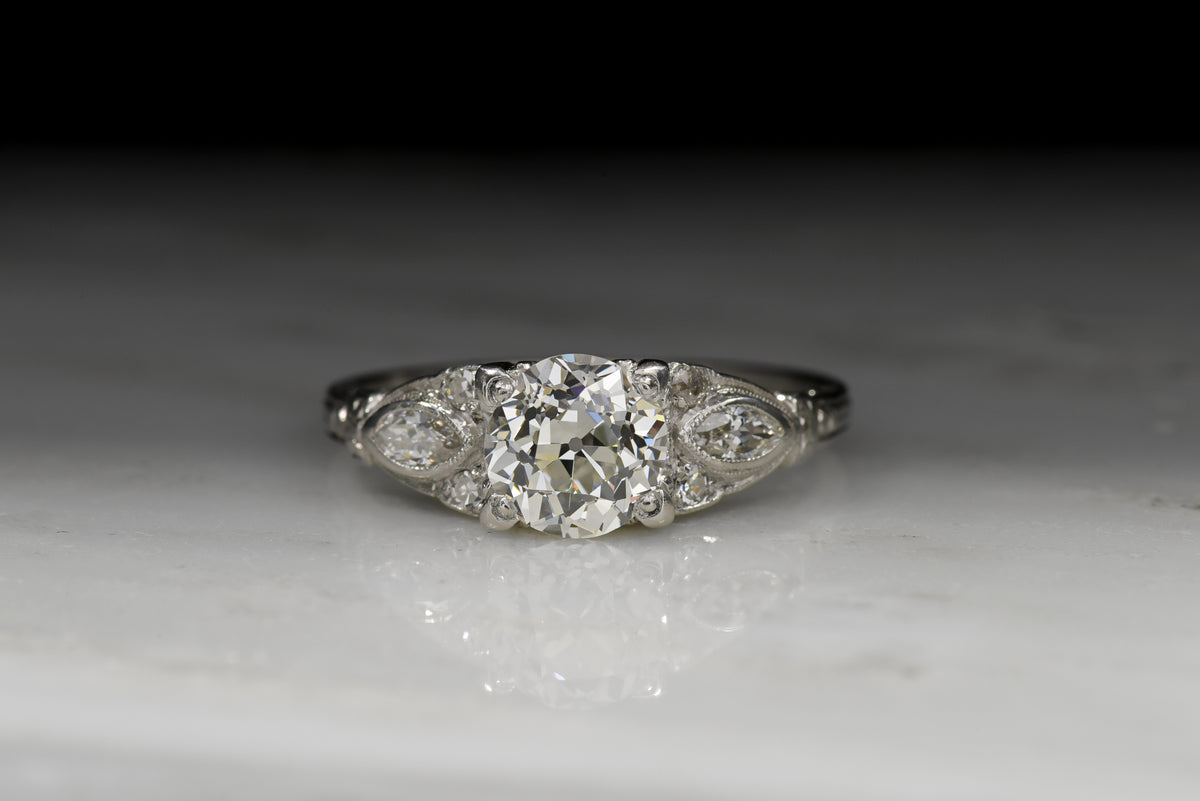 Antique Edwardian / Art Deco Old European Cut Diamond Engagement Ring