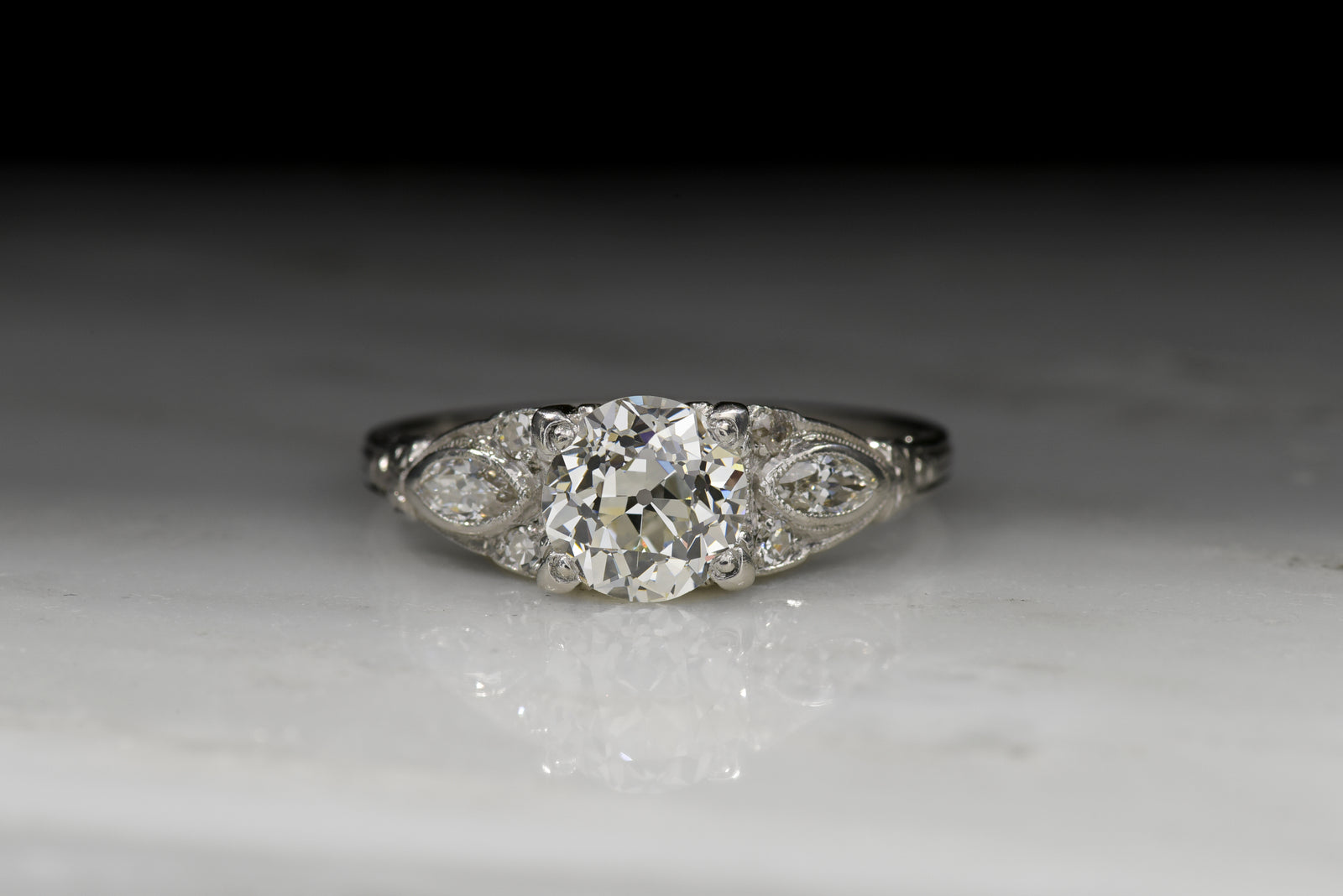 Antique Edwardian / Art Deco Old European Cut Diamond Engagement Ring