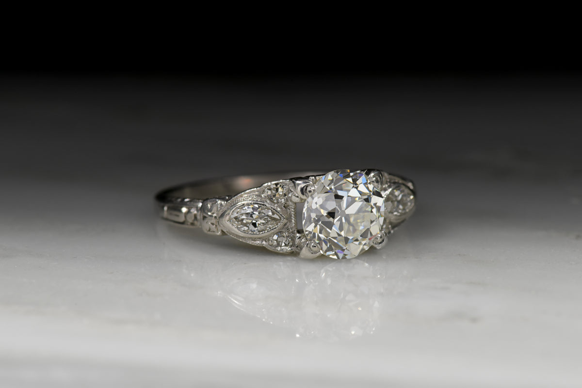 Antique Edwardian / Art Deco Old European Cut Diamond Engagement Ring