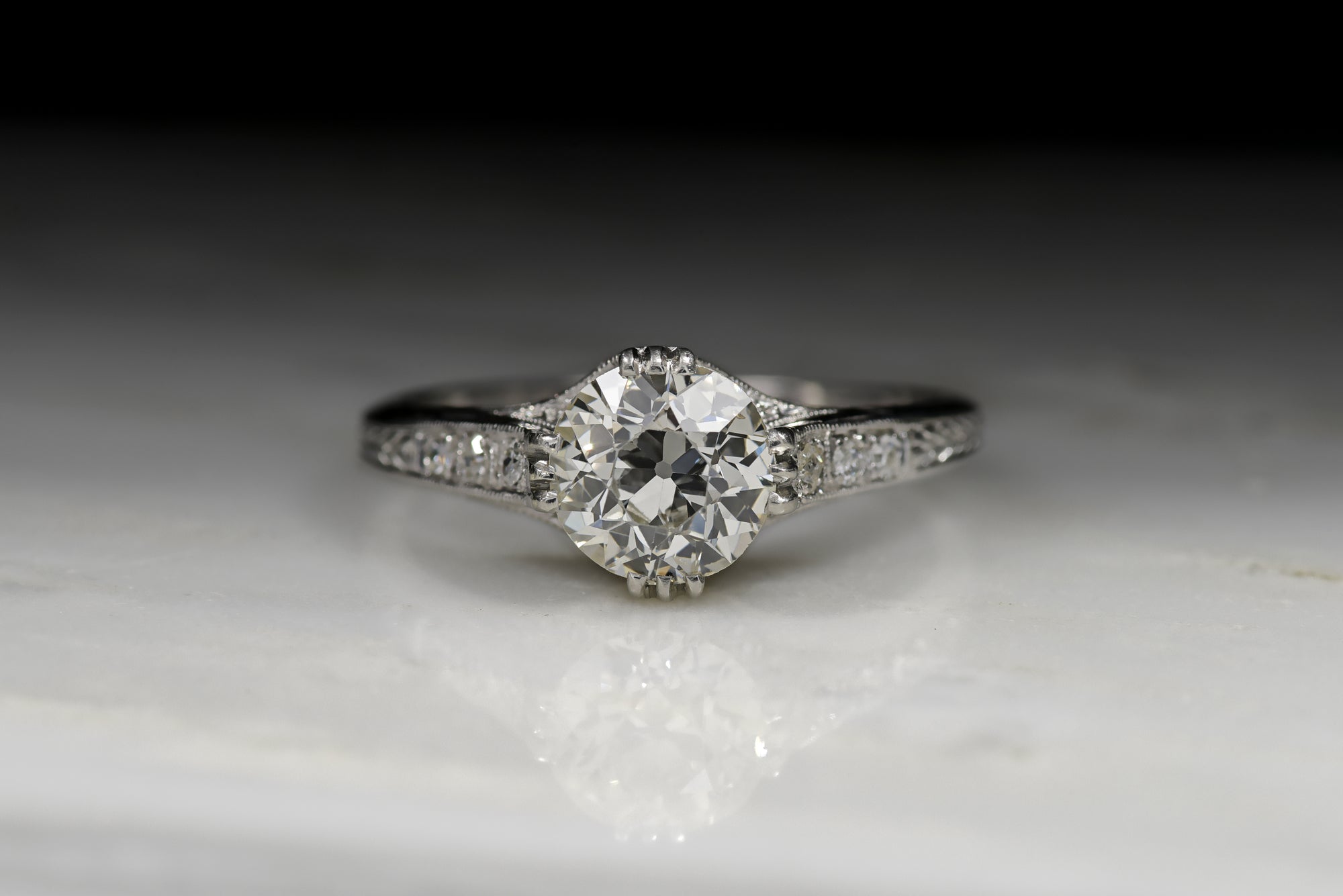 Antique Edwardian 1.54 Carat Old European Cut Diamond Engagement Ring ...