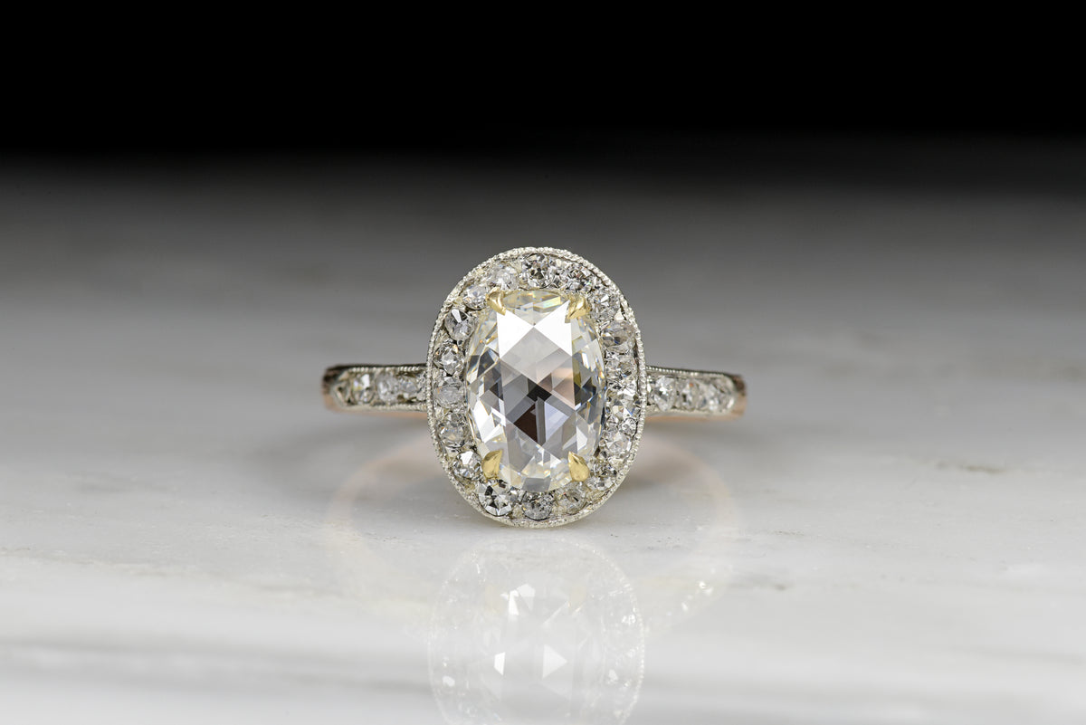 Victorian GIA Certified 1.44 Carat Oval Rose Cut Diamond Engagement Ring