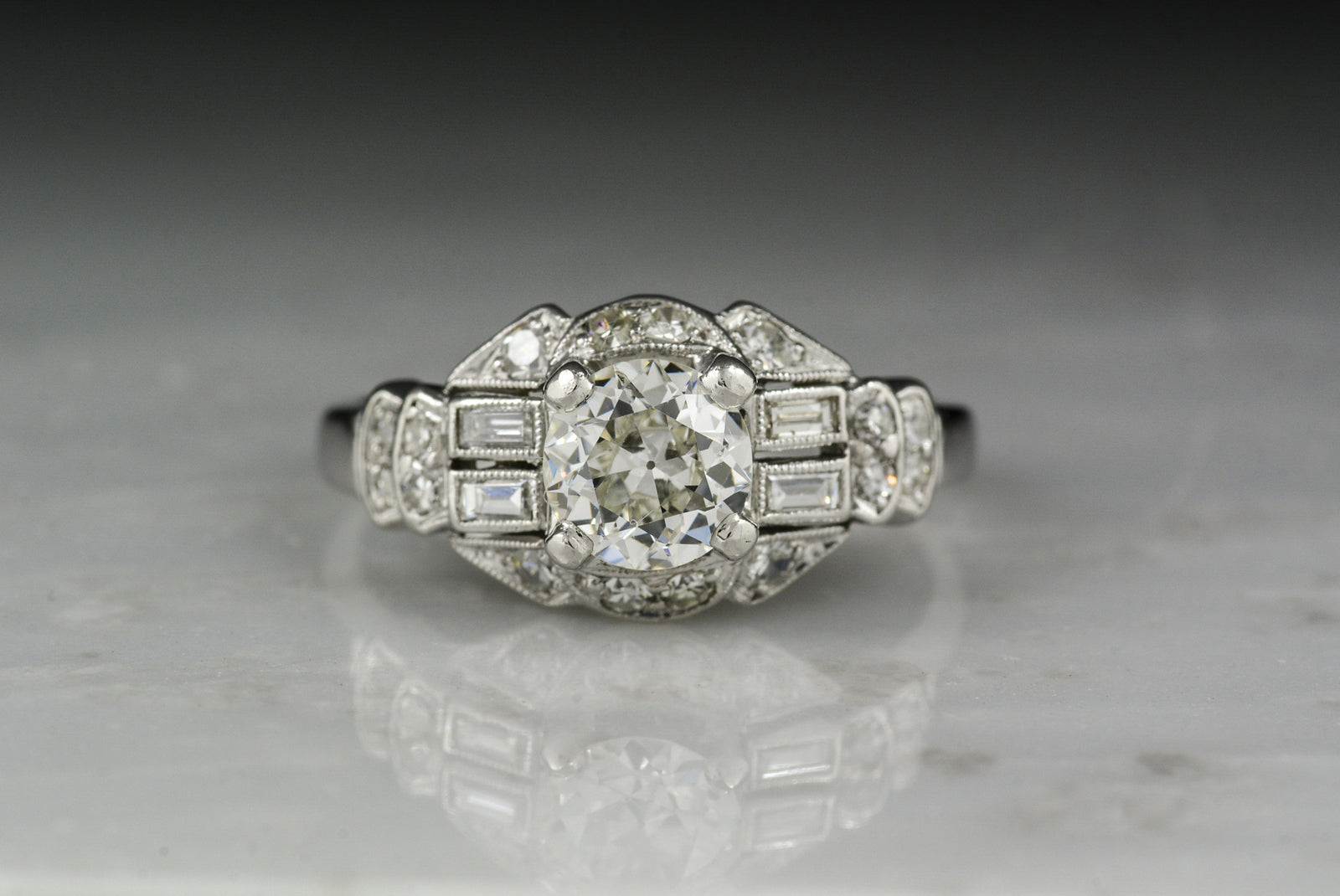 Vintage Art Deco Old European Cut Diamond Engagement Ring 