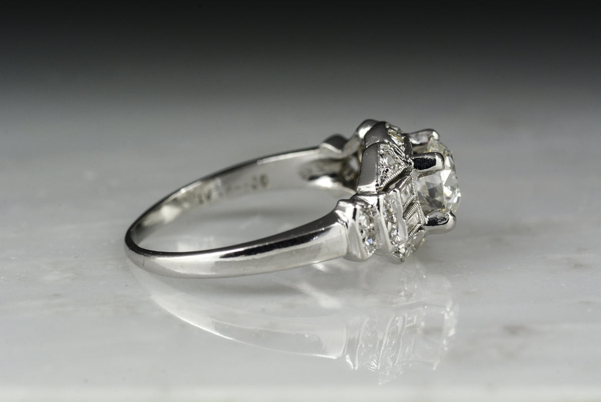 Vintage Art Deco Old European Cut Diamond Engagement Ring 