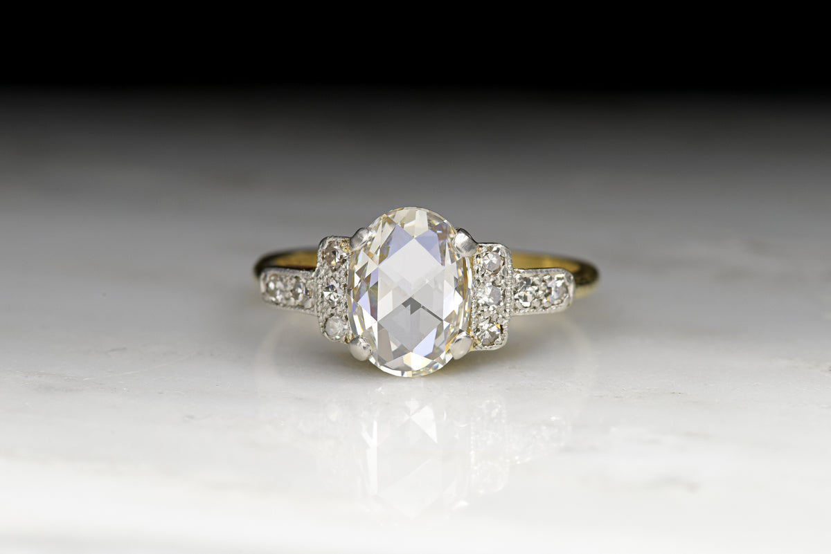 Antique Victorian GIA Certified 1.42 Carat Oval Rose Cut Diamond Engagement Ring