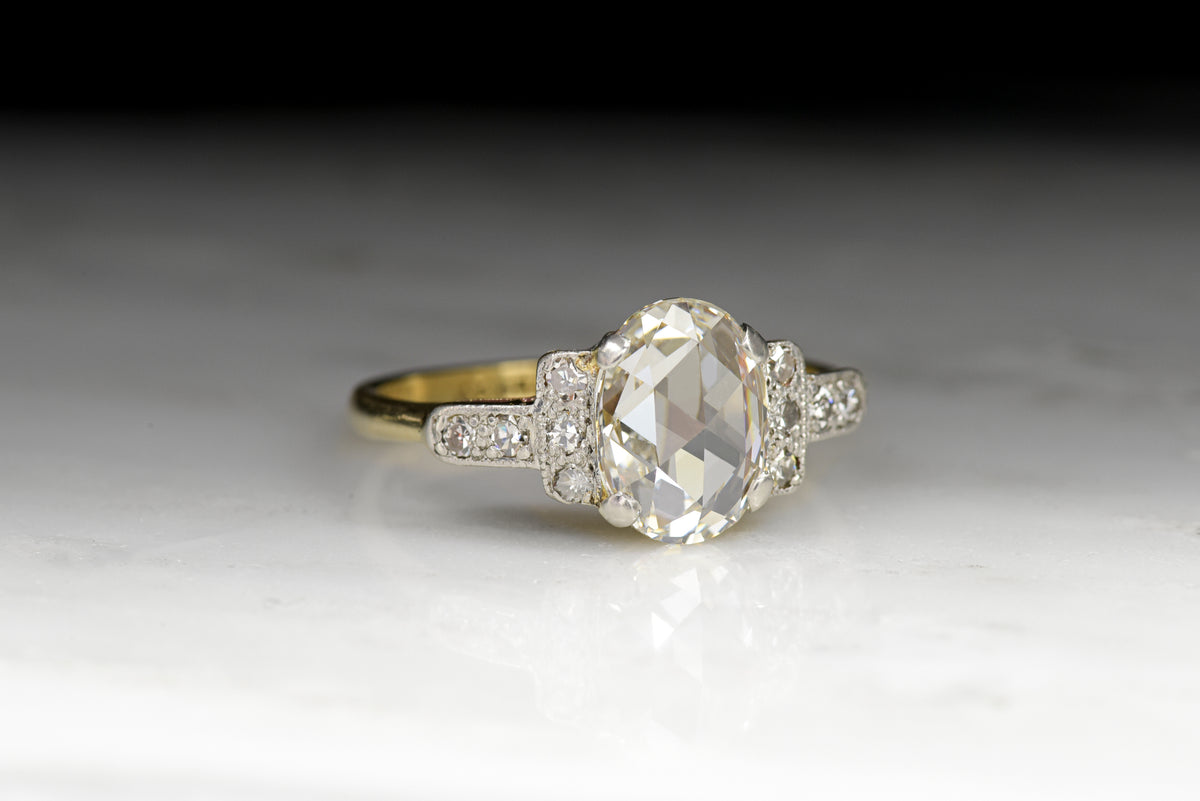 Antique Victorian GIA Certified 1.42 Carat Oval Rose Cut Diamond Engagement Ring