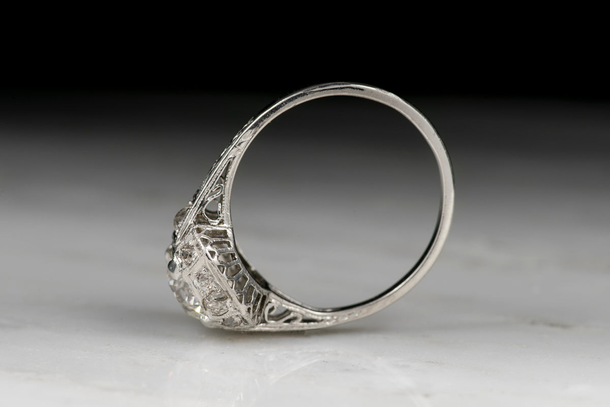 Edwardian 1.12 Carat Old European Cut Diamond Engagement Ring