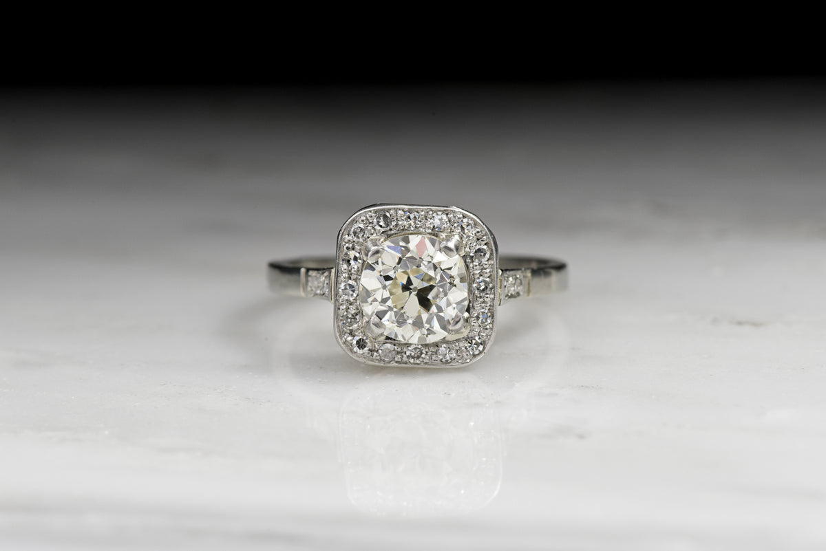 Vintage Art Deco Old European Cut Diamond Engagement Ring; French Hallmarks