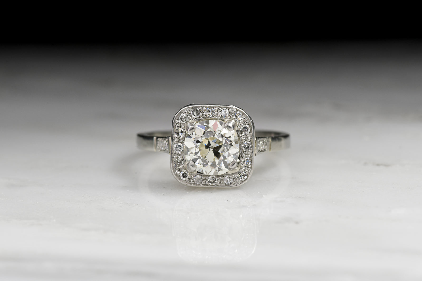 Vintage Art Deco Old European Cut Diamond Engagement Ring; French Hallmarks