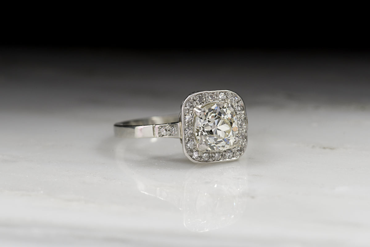 Vintage Art Deco Old European Cut Diamond Engagement Ring; French Hallmarks