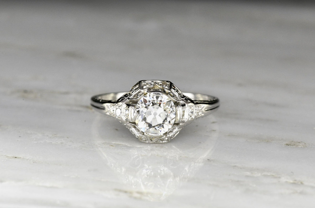 Late Edwardian (c. 1920s) Engagement Ring with Neoclassical Detailing